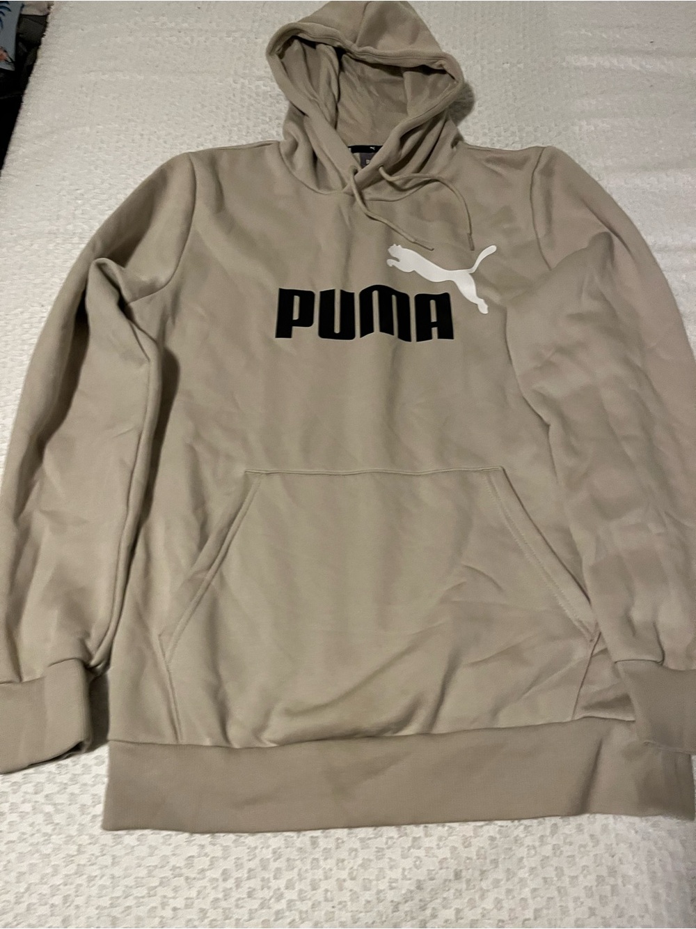 Puma Beige Crewneck Hoodie with Black & White Logo